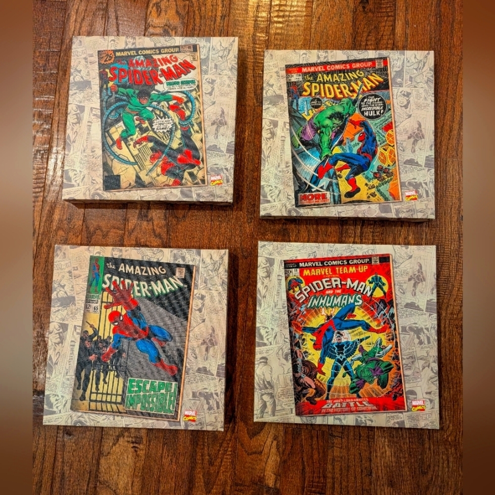 Marvel Comics Spider-Man Wall Decor by Artissimo 4 canvas set Kids Bedroom Decor